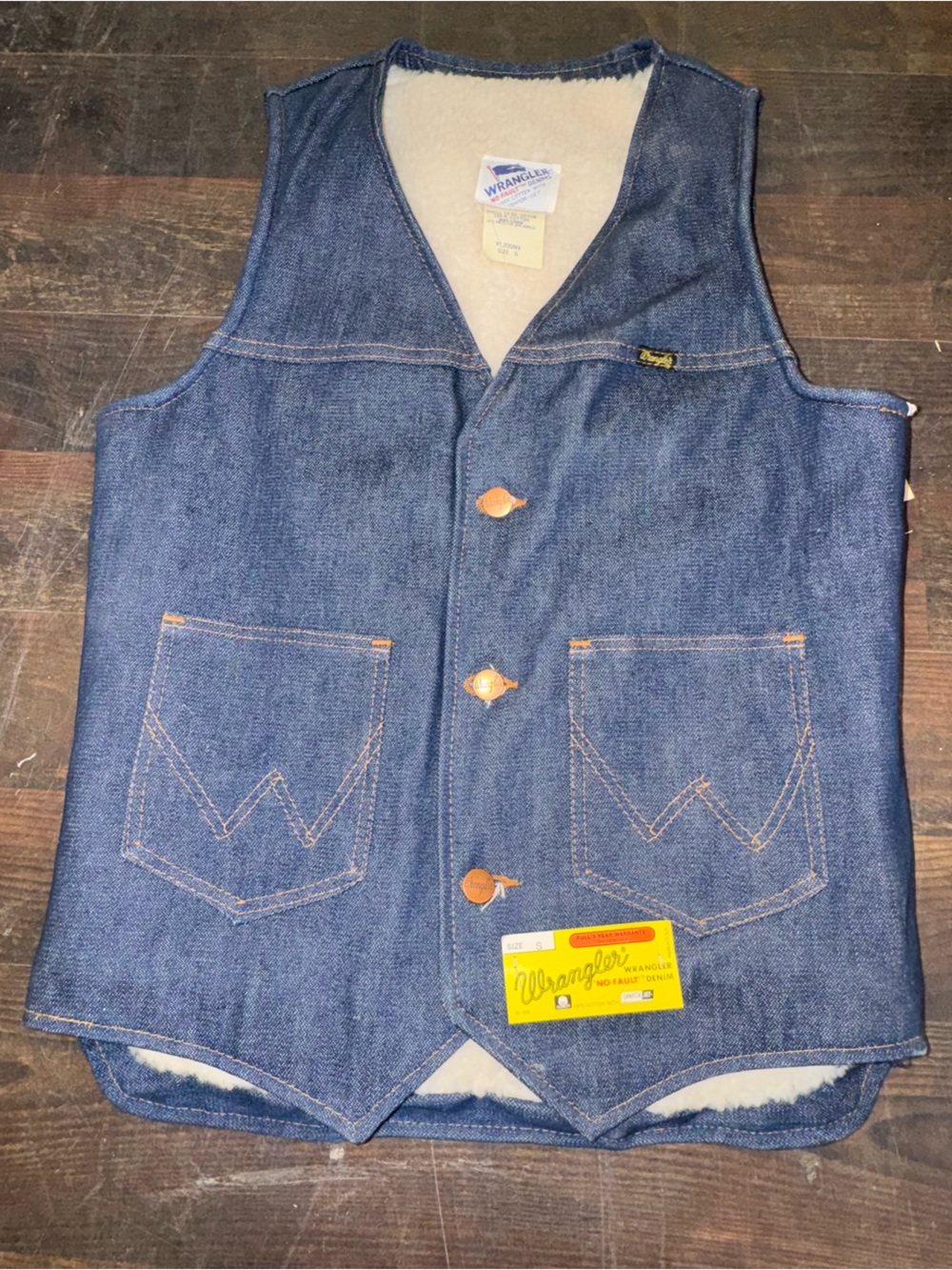 Vintage 70/80s No Fault Wrangler Denim Sherpa Vest NWT
